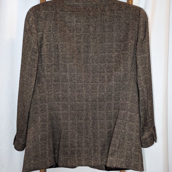 Armani Collezioni Cashmere Houndstooth Brown Women's Blazer - Picture 7 of 8